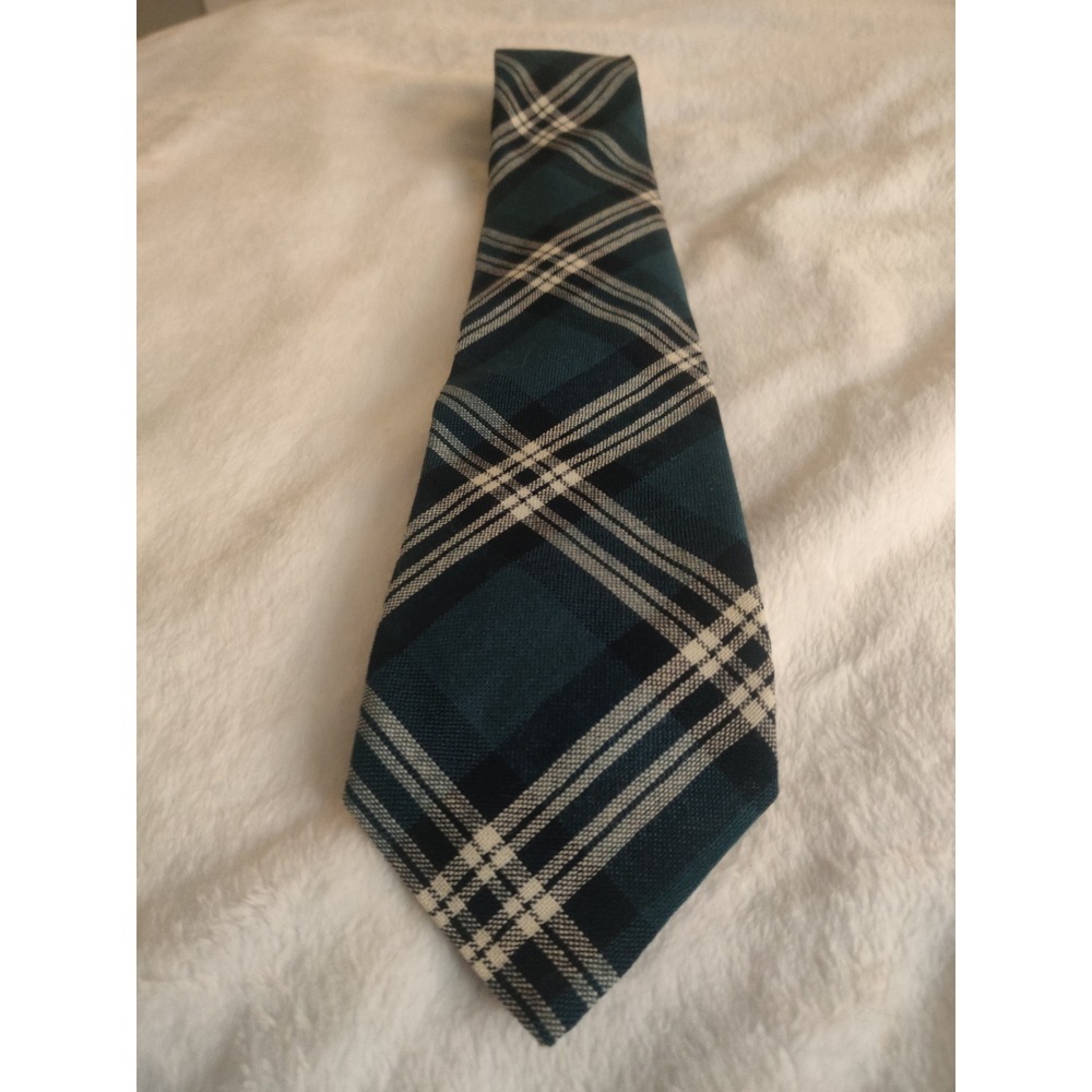 Lochcarron‎ Earl of St Andrews Wool Tartan Plaid Tie Teal Blue White Scottish